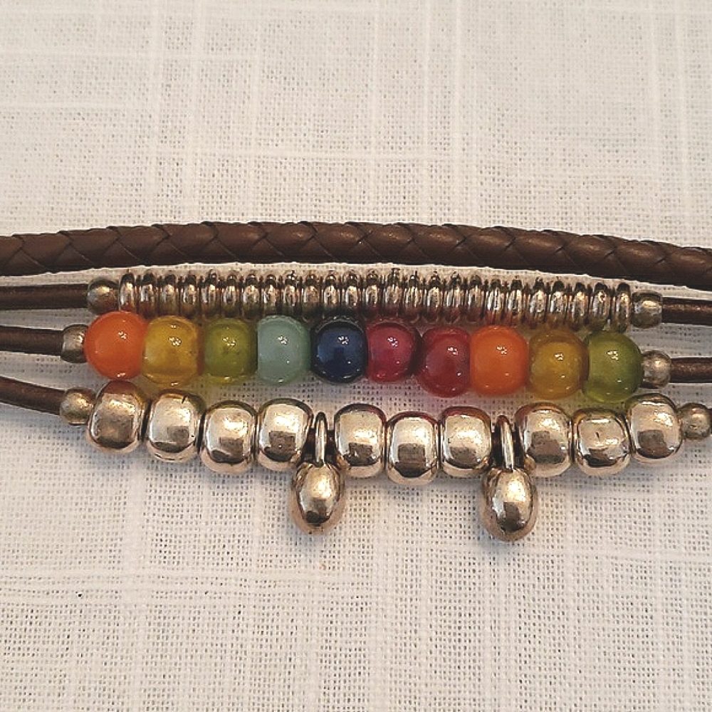 1 Para Mi silver and leather rainbow bracelet - Picture 5 of 8